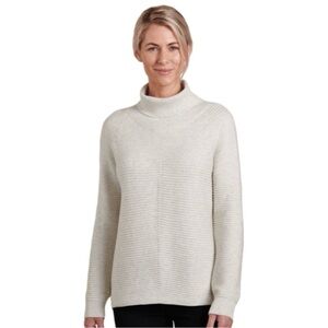 Kuhl Solace Cowl Neck Sweater Rib Knit Organic Cotton Natural Womens Size L